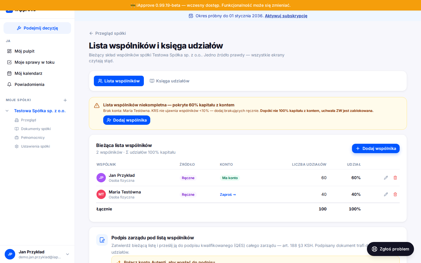 Lista wspólników