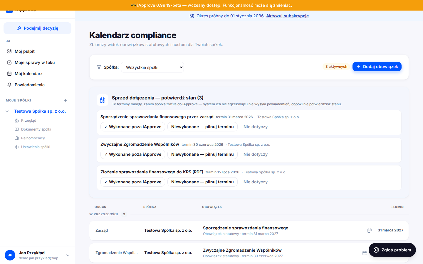Kalendarz compliance