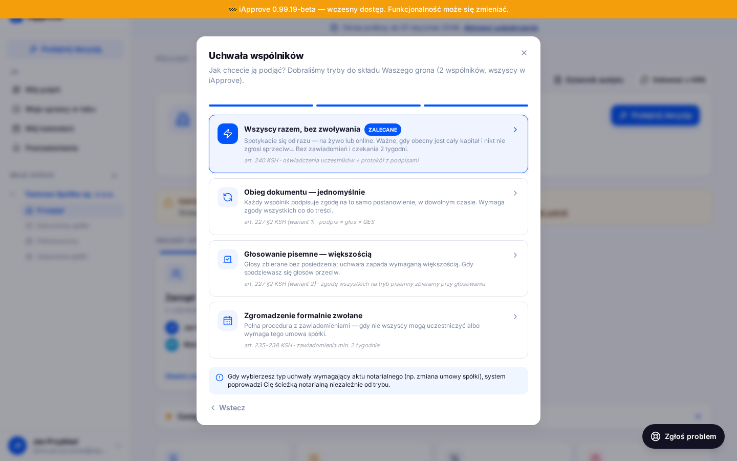 Wybór trybu podjęcia uchwały