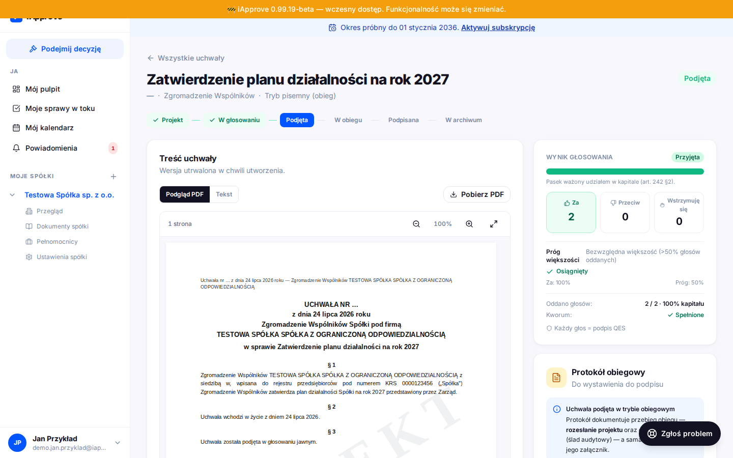 Uchwała podjęta